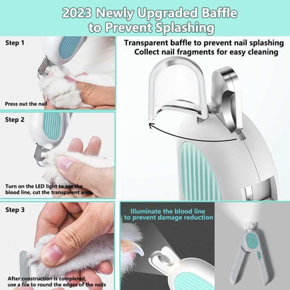 LED Pet Nail Clippers - Professional Dog Cat Nail Trimmers with Safety Guard - Purrfect Pet Haven