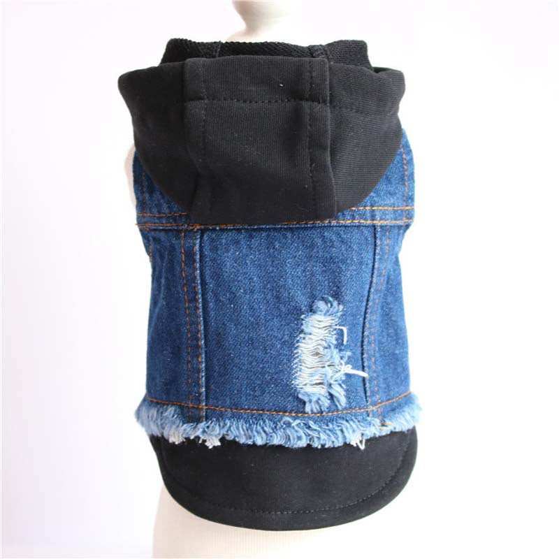 Pet Supplies Denim Dog Knitted Hooded Vest - Purrfect Pet Haven