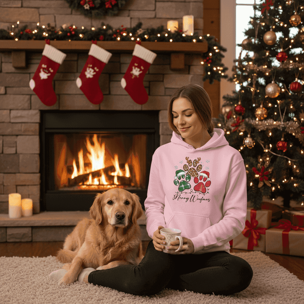 Merry Woofmas Holiday Hoodie for Dog Lovers - Festive Cozy Gift - Purrfect Pet Haven