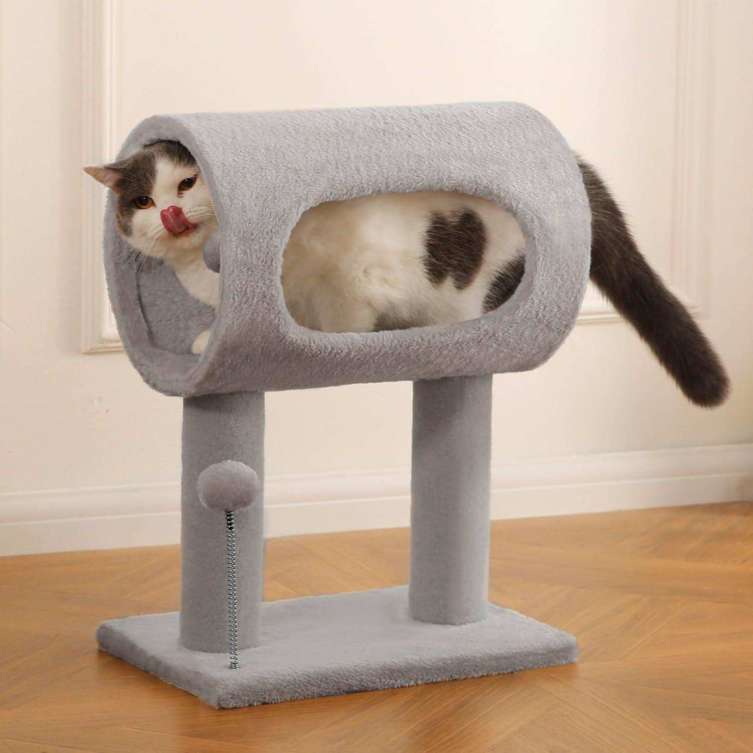 Gray Indoor Cat Tree - 20.5 Inch Tower - Purrfect Pet Haven