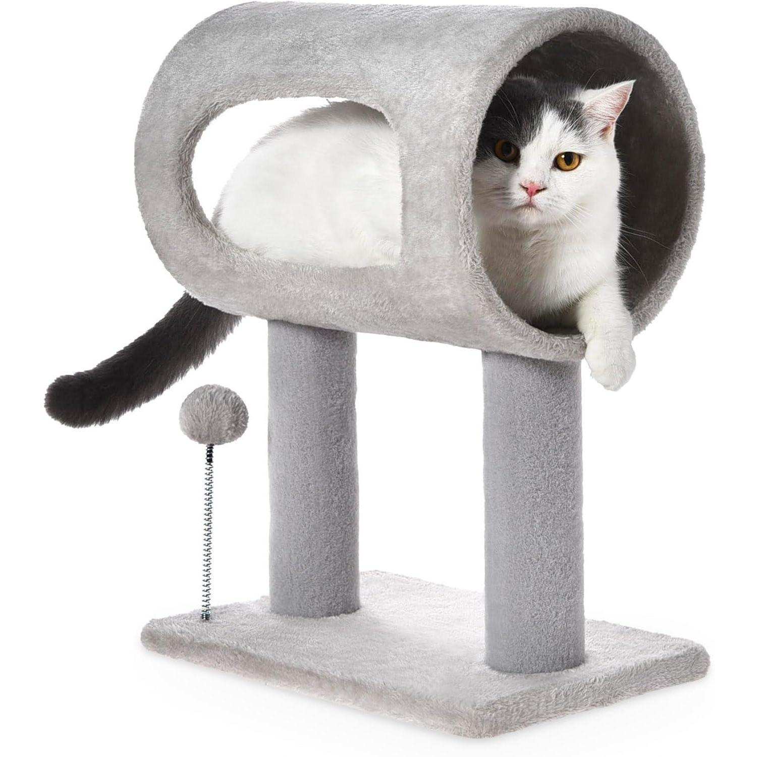 Gray Indoor Cat Tree - 20.5 Inch Tower - Purrfect Pet Haven