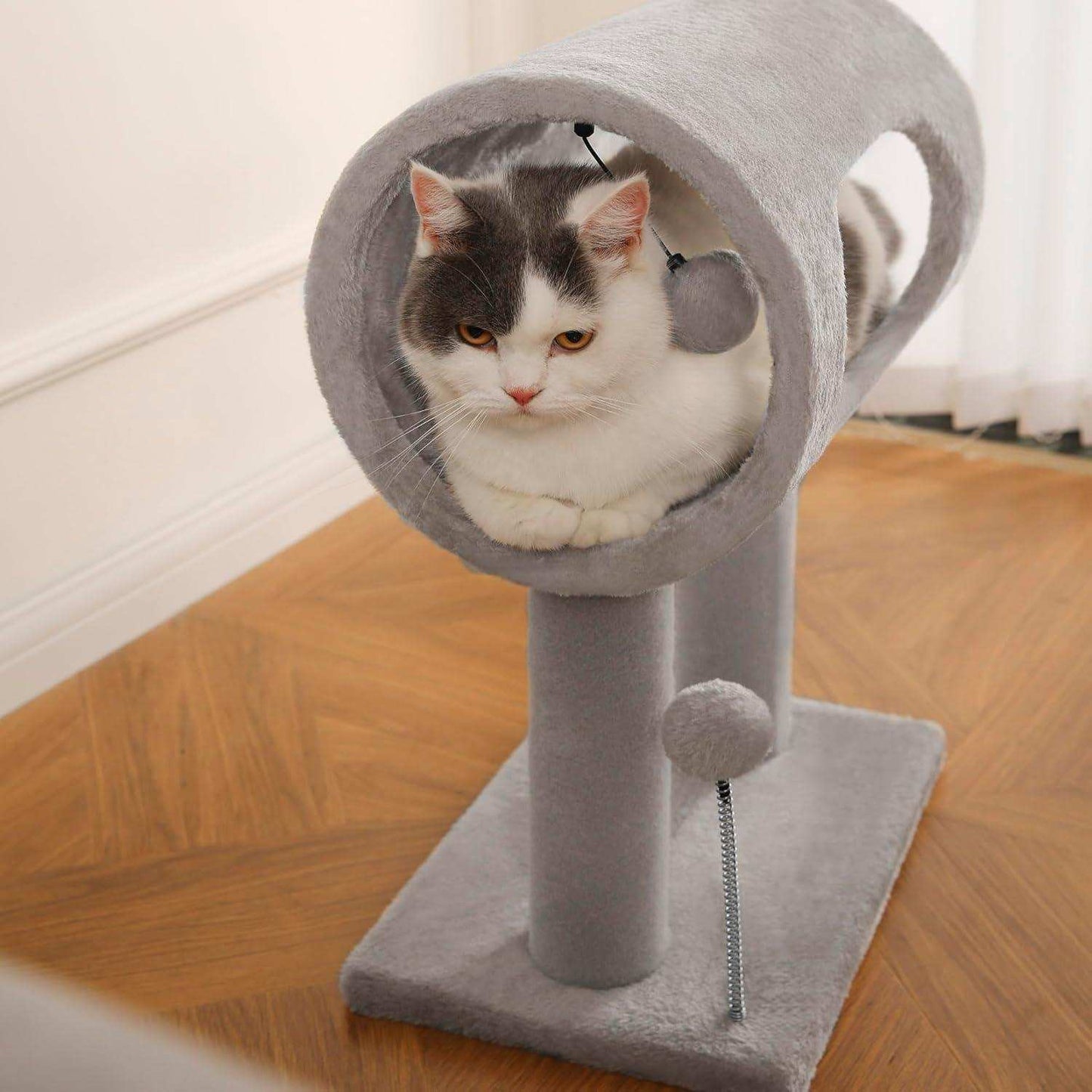 Gray Indoor Cat Tree - 20.5 Inch Tower - Purrfect Pet Haven