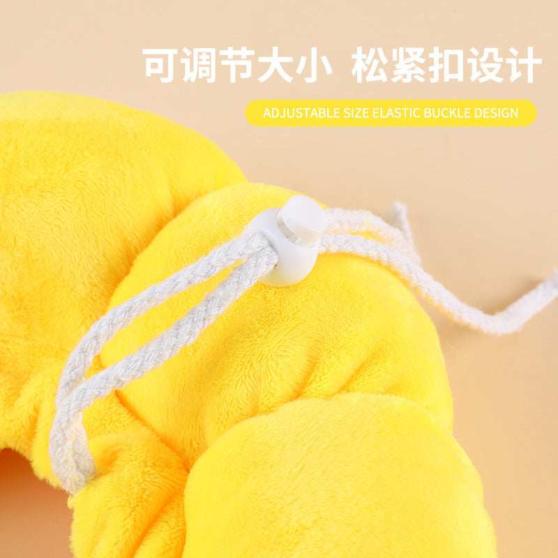 Wefulfil Recovery Neck Cone with adjustable size elastic buckle design in yellow plush material
