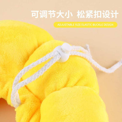 Wefulfil Recovery Neck Cone with adjustable size elastic buckle design in yellow plush material