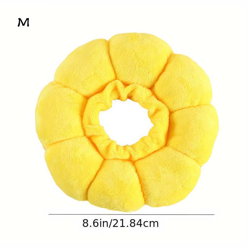 Wefulfil yellow plush Recovery Neck Cone for pets with soft padded design 8.6 inches diameter