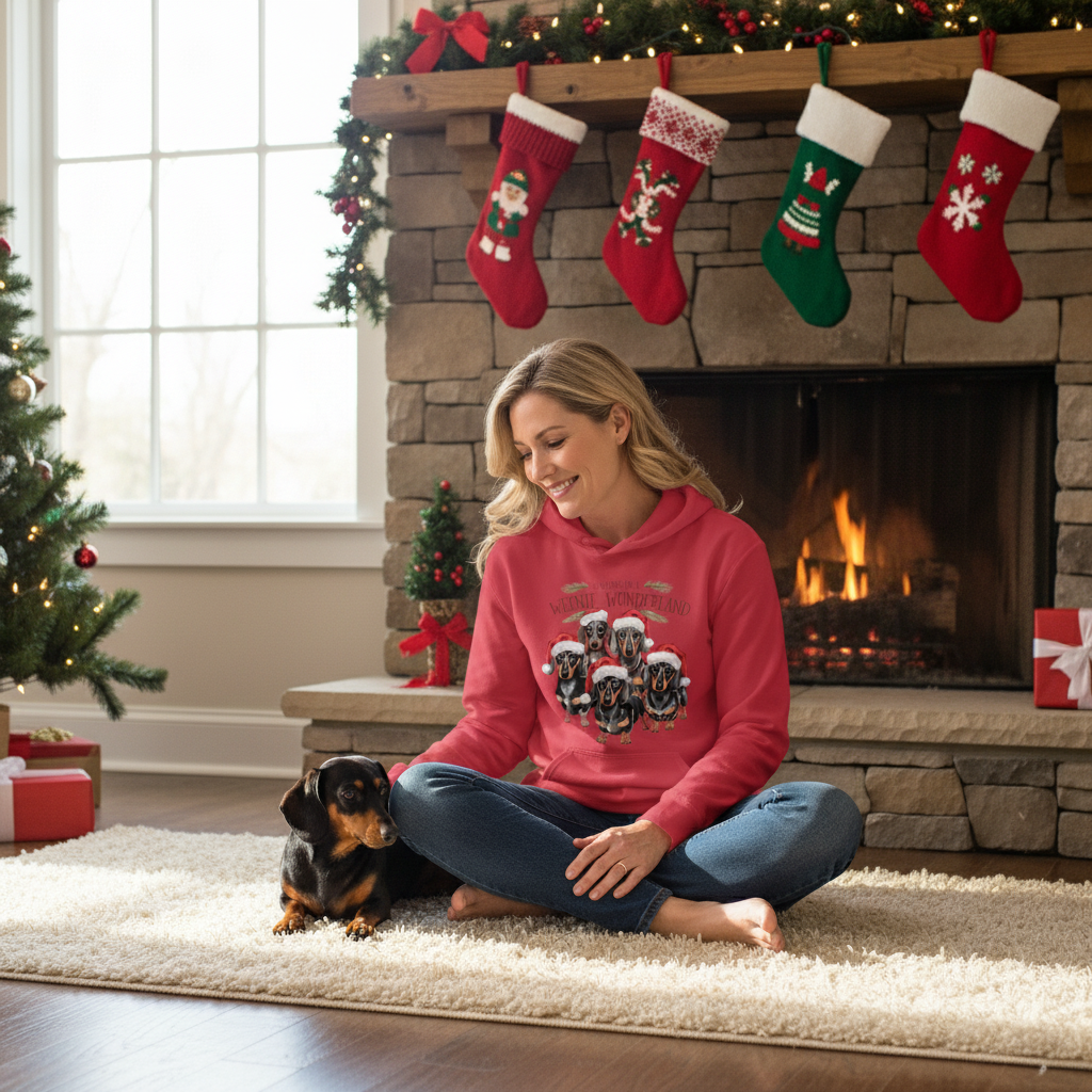 Red Weenie Wonderland hoodie lifestyle image