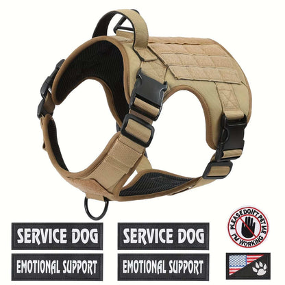 Wefulfil Reflective Service Dog Vest in tan with adjustable straps and removable service dog patches