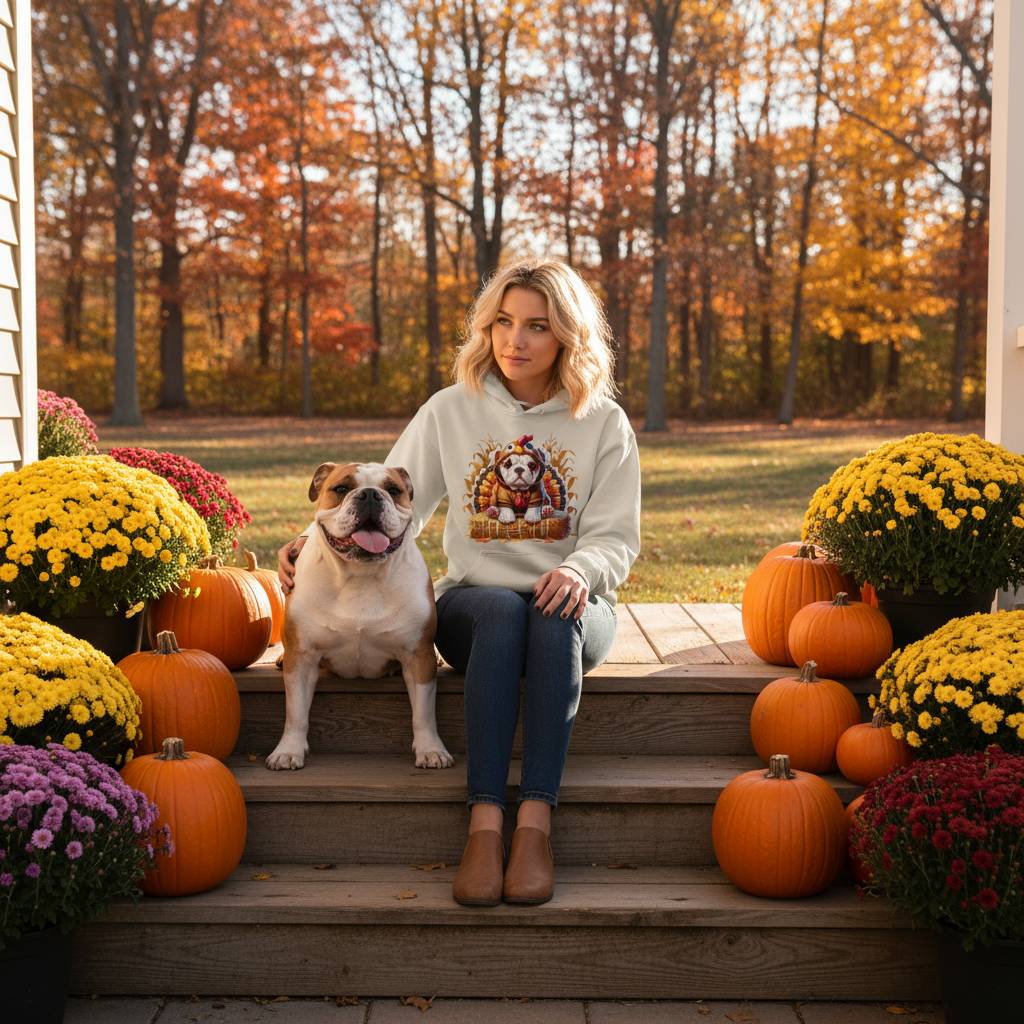 Sand Bulldog Turkey Hoodie Lifestyle