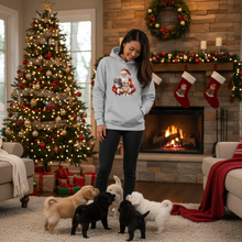 Santa Holding Puppies Hoodie - Sport Grey - Lifestyle Image