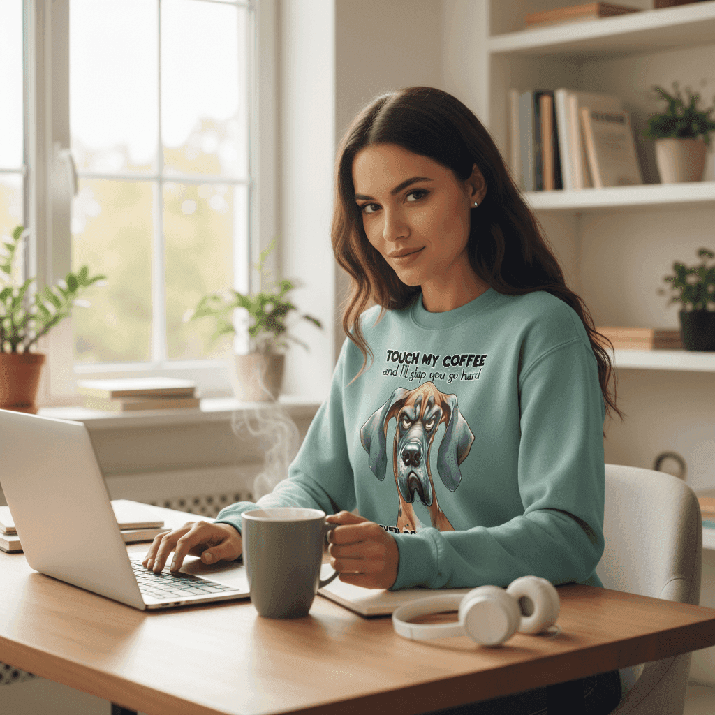 Touch My Coffee Dog Crewneck - Funny Great Dane Sweatshirt - Purrfect Pet Haven