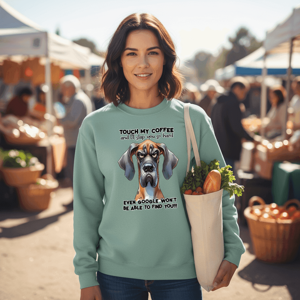 Touch My Coffee Dog Crewneck - Funny Great Dane Sweatshirt - Purrfect Pet Haven