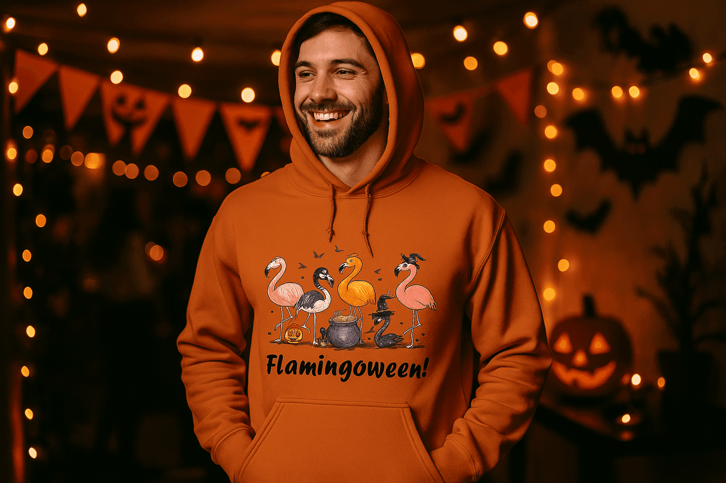 Flamingoween Hoodie Sweatshirt - Flamingo Halloween Style - Purrfect Pet Haven