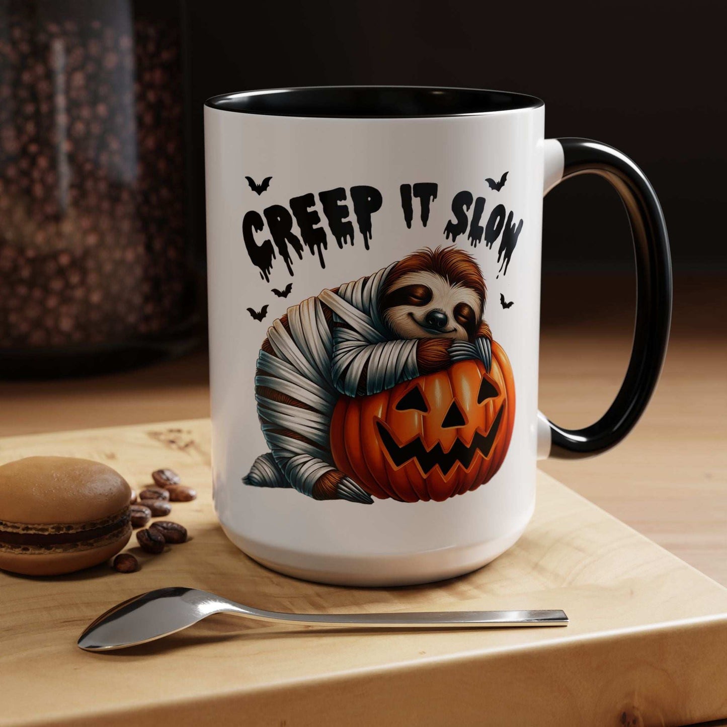 Halloween Sloth Coffee Mug - Spooky Creep It Slow Ceramic Drinkware - Purrfect Pet Haven