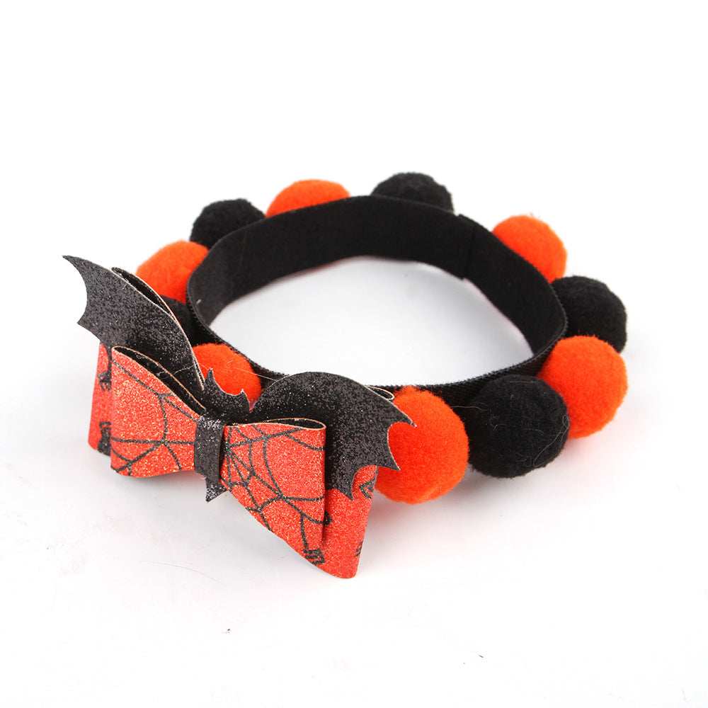 Pumpkin Pet Collar with Fur Ball - Adorable Halloween Accessory - Purrfect Pet Haven