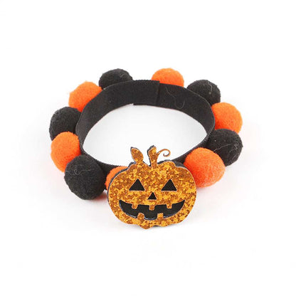 Pumpkin Pet Collar with Fur Ball - Adorable Halloween Accessory - Purrfect Pet Haven
