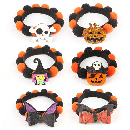 Pumpkin Pet Collar with Fur Ball - Adorable Halloween Accessory - Purrfect Pet Haven