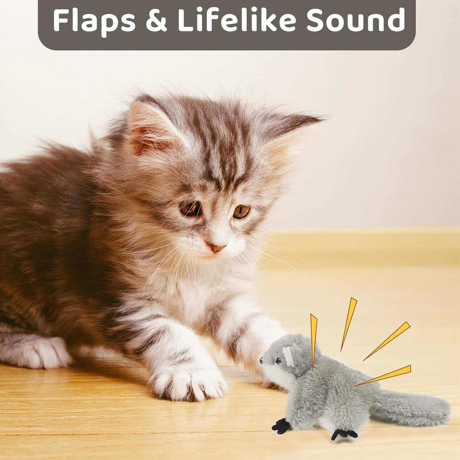 Rechargeable Touch Activated Flapping Squirrel Cat Catnip Toy - Purrfect Pet Haven