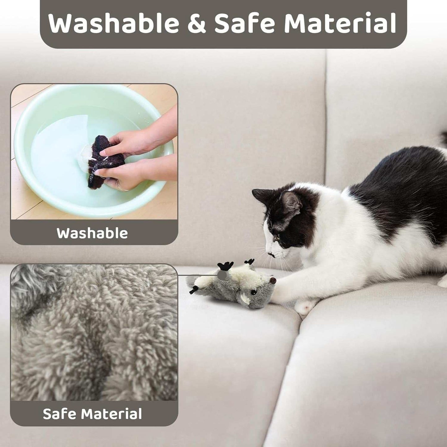 Rechargeable Touch Activated Flapping Squirrel Cat Catnip Toy - Purrfect Pet Haven