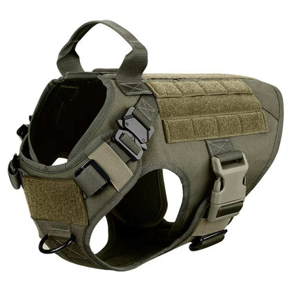 Wefulfil Tactical Service Dog Vest Harness in olive green with sturdy buckles and handle