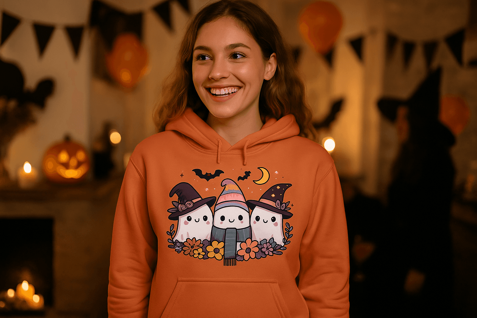 Three Cute Ghosts Hoodie Sweatshirt - Triple Halloween Fun - Purrfect Pet Haven