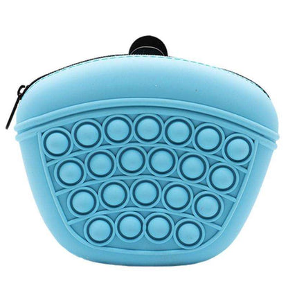 Wefulfil blue silicone Treat Pouch Bag with bubble pop design and zipper closure for pets