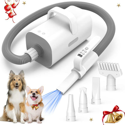Wefulfil Pet Grooming Vacuum Cleaner with multiple nozzle attachments and hose for easy pet hair removal