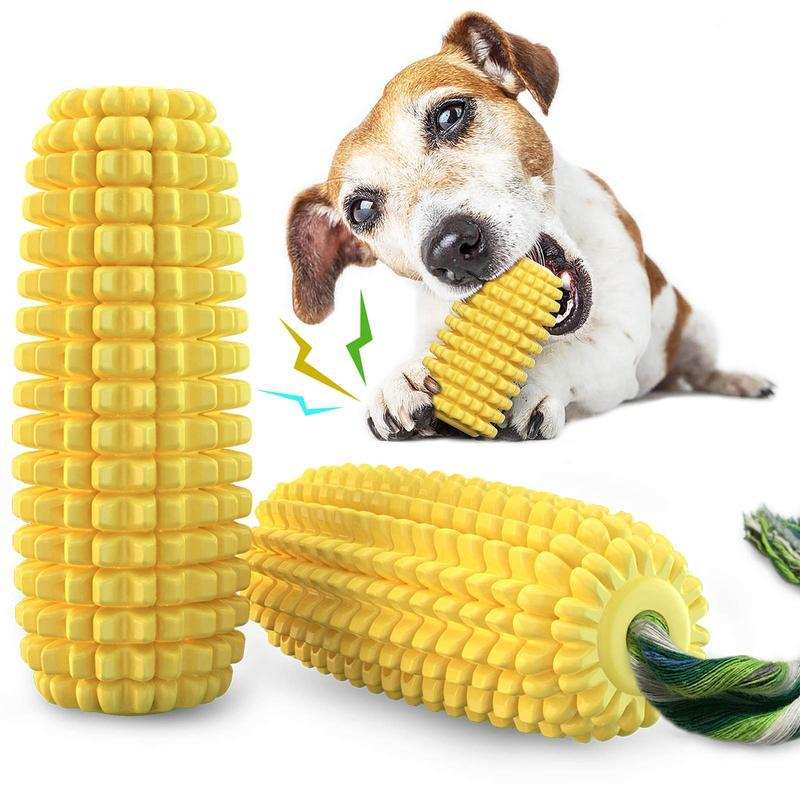 Squeaky Corn-Shaped Dog Chew Toy for Teeth Cleaning - Purrfect Pet Haven