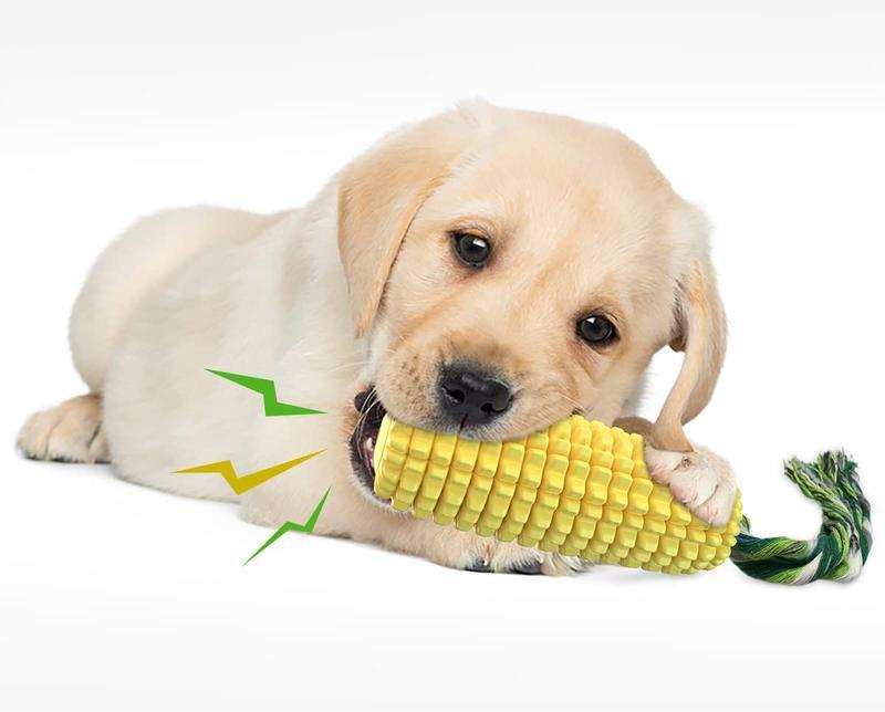 Squeaky Corn-Shaped Dog Chew Toy for Teeth Cleaning - Purrfect Pet Haven