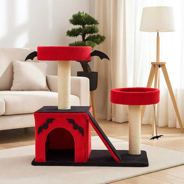 Halloween Cat Climbing Frame Gothic Cat Tree with Spacious Cat Condo - Purrfect Pet Haven
