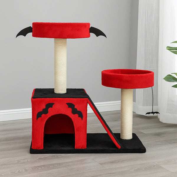 Halloween Cat Climbing Frame Gothic Cat Tree with Spacious Cat Condo - Purrfect Pet Haven