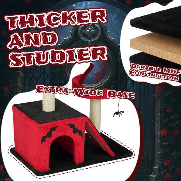 Halloween Cat Climbing Frame Gothic Cat Tree with Spacious Cat Condo - Purrfect Pet Haven