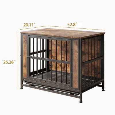 Wood and Metal Dog Crate Kennel with 2 Sliding Doors - Purrfect Pet Haven