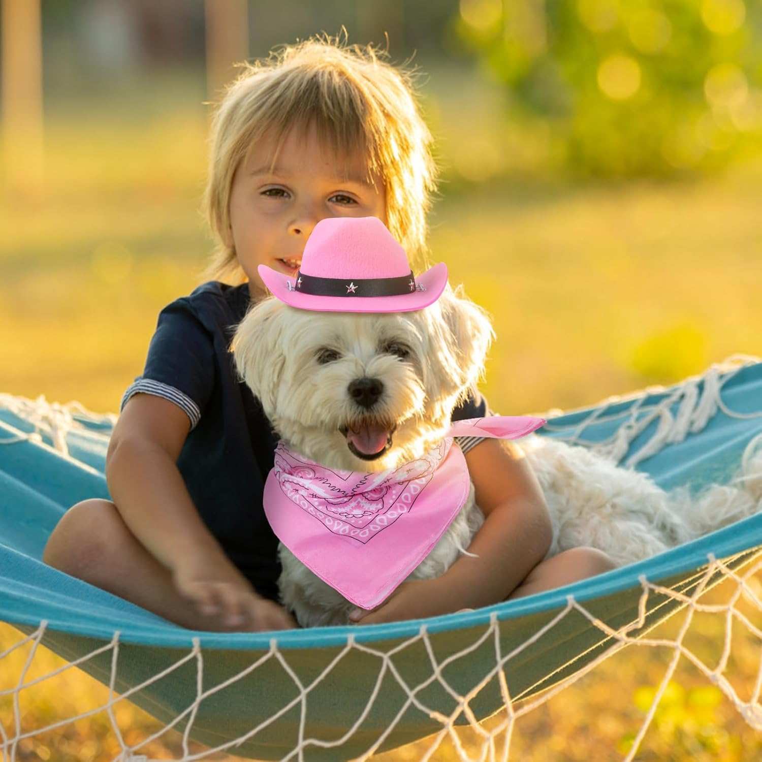 Halloween Pet Dog or Cat Pink Western Bandana and Hat Set - Purrfect Pet Haven