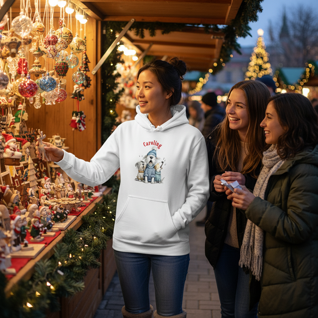 Whimsy Carol Hoodie - White - Lifestyle Image