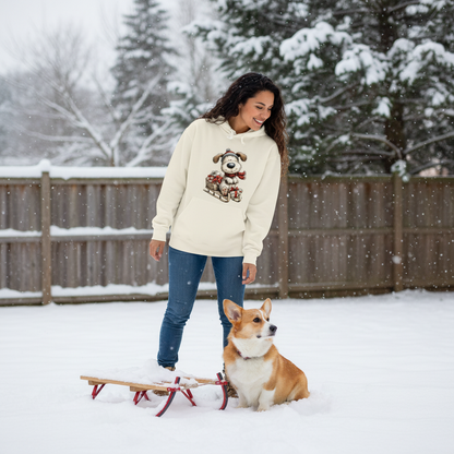 Comfort Colors Whimsy Sledding Pup Hoodie - Winter Gift - Purrfect Pet Haven