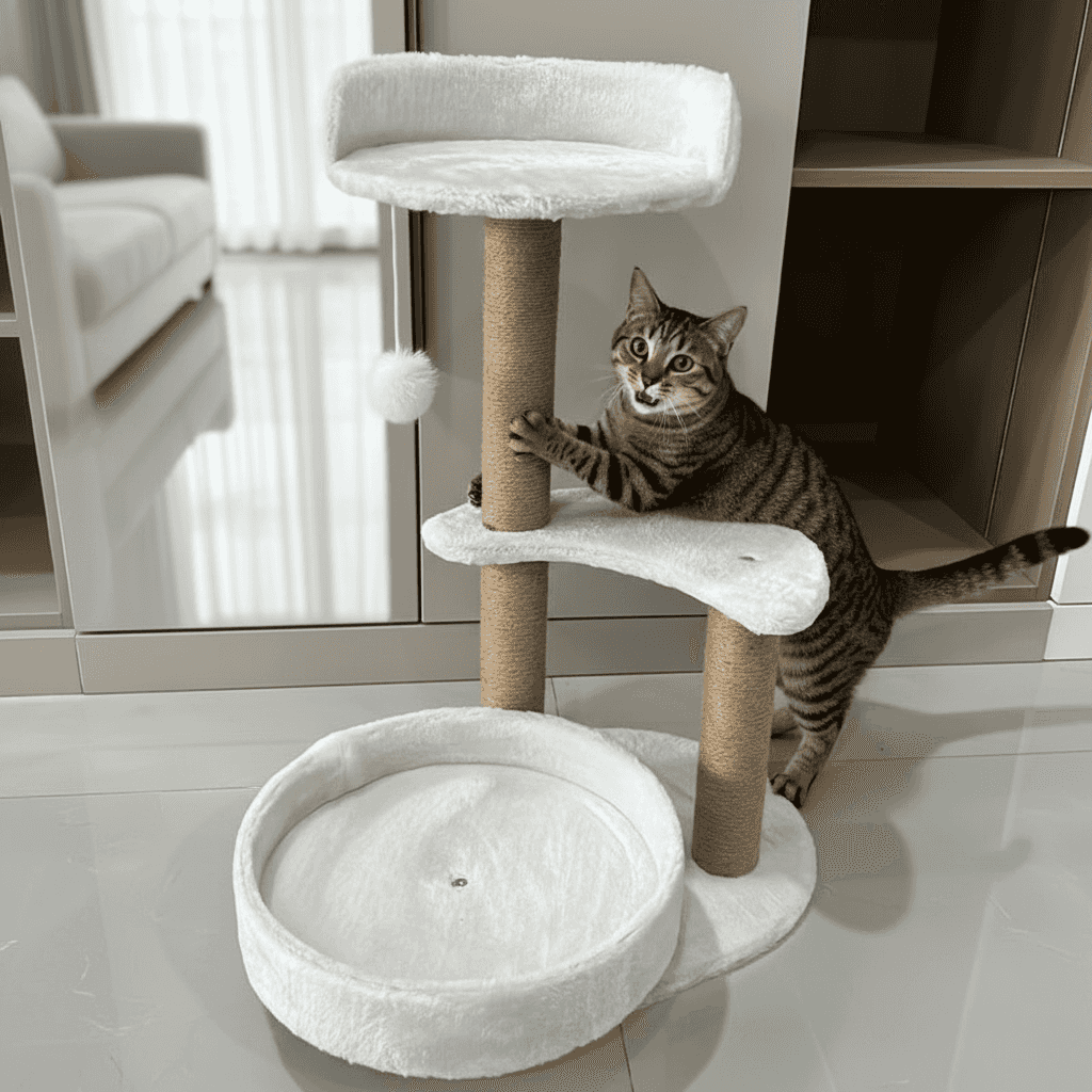 Luxury Cat Tree With Scratching Posts - Easy To Assemble, Wooden Fiber Structure, Suitable For Cats. - Purrfect Pet Haven