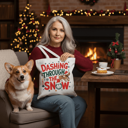 Dashing Through the Snow Holiday Tote for Dog Lovers - Canvas - Purrfect Pet Haven