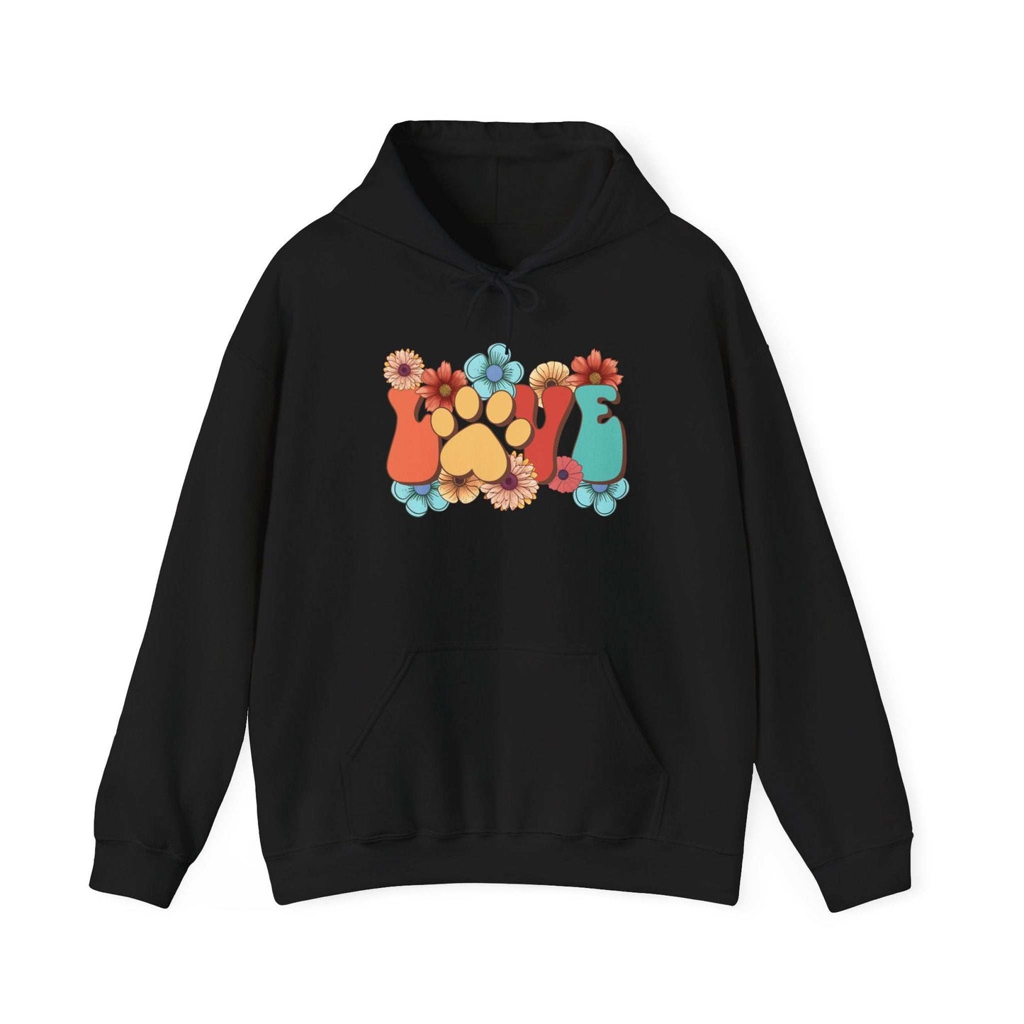 Colorful Floral Paw Print Hooded Sweatshirt - Animal Lover Hoodie - Purrfect Pet Haven
