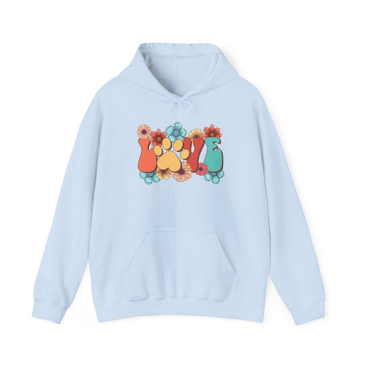 Colorful Floral Paw Print Hooded Sweatshirt - Animal Lover Hoodie - Purrfect Pet Haven