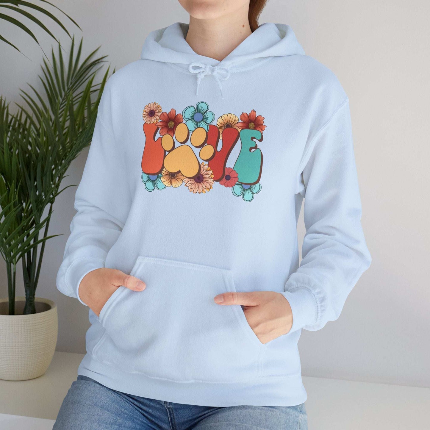 Colorful Floral Paw Print Hooded Sweatshirt - Animal Lover Hoodie - Purrfect Pet Haven