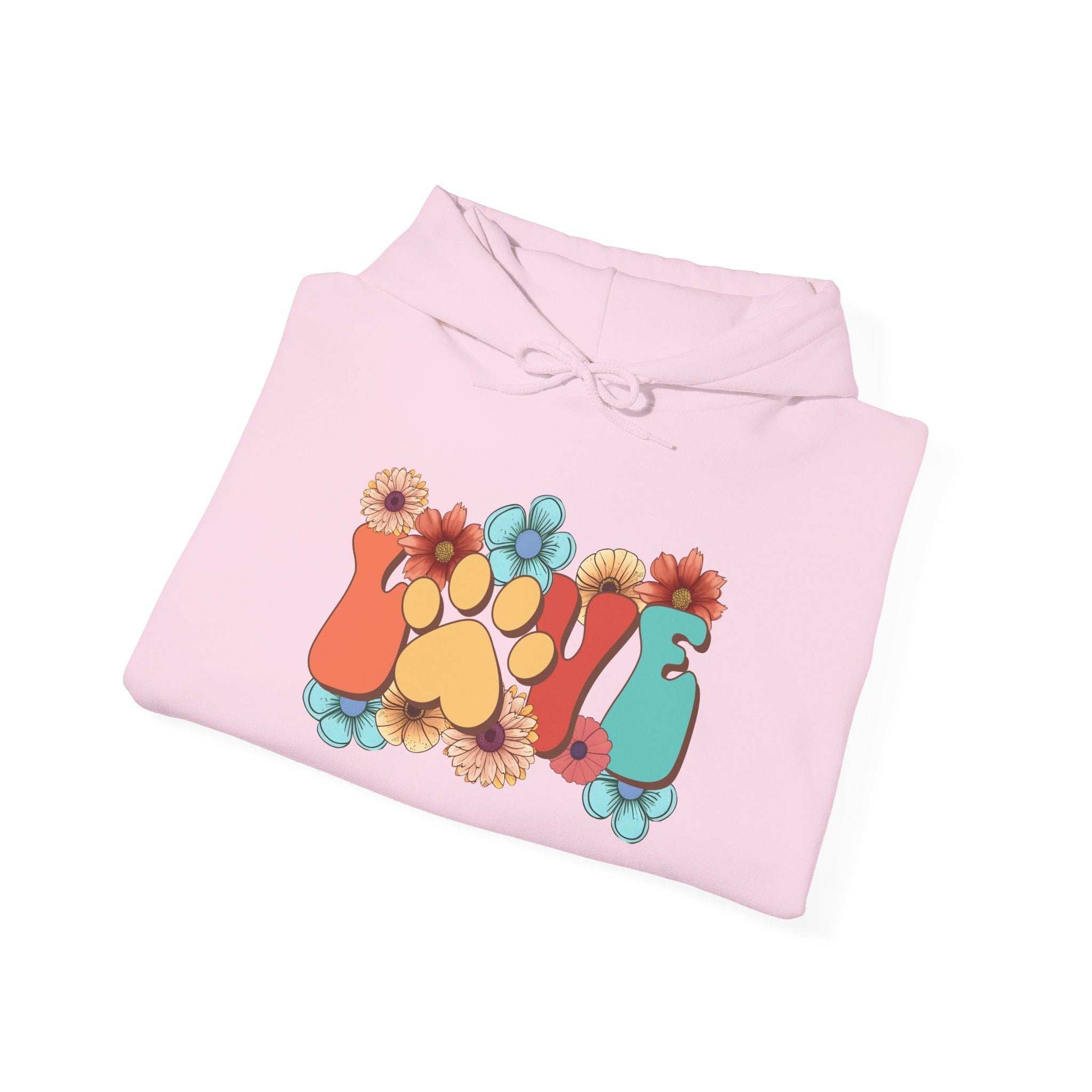 Colorful Floral Paw Print Hooded Sweatshirt - Animal Lover Hoodie - Purrfect Pet Haven
