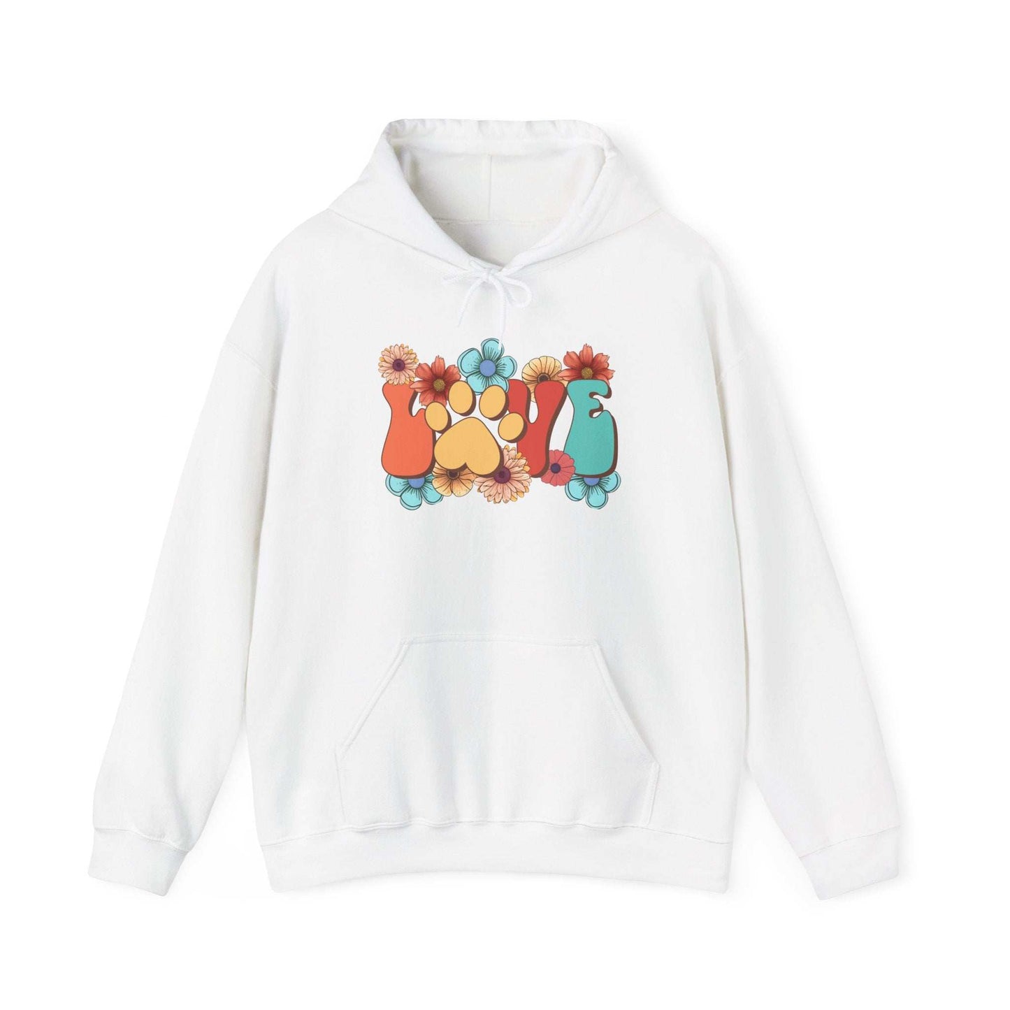 Colorful Floral Paw Print Hooded Sweatshirt - Animal Lover Hoodie - Purrfect Pet Haven
