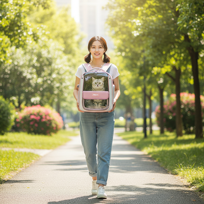 Panoramic Cat Carrier Backpack - Large Breathable Window - Purrfect Pet Haven