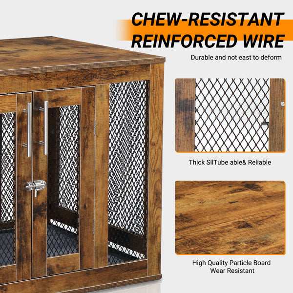 Wefulfil Wooden Indoor Dog Crate Furniture with chew-resistant reinforced wire and high-quality particle board